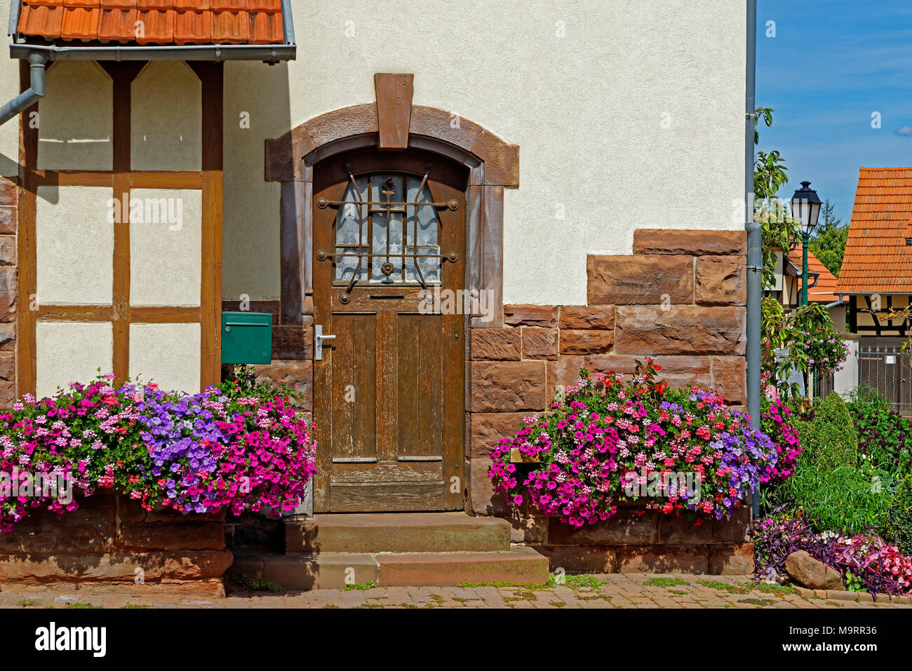 Europa, Frankreich, Rhein, Bas (Elsass), Soultz-sous-Forêts, Rue Principale Hohwiller, Gebäude, historisch, Detail, Architektur, Gebäude, historischen Stockfoto
