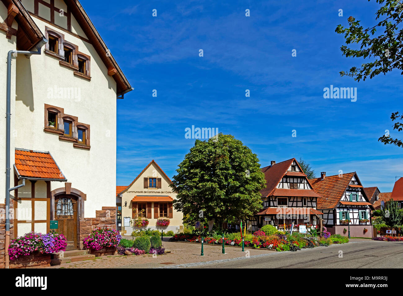 Europa, Frankreich, Rhein, Bas (Elsass), Soultz-sous-Forêts, Rue Principale Hohwiller, Gebäude, historisch, Lokalen, Architektur, Gebäude, seine Stockfoto