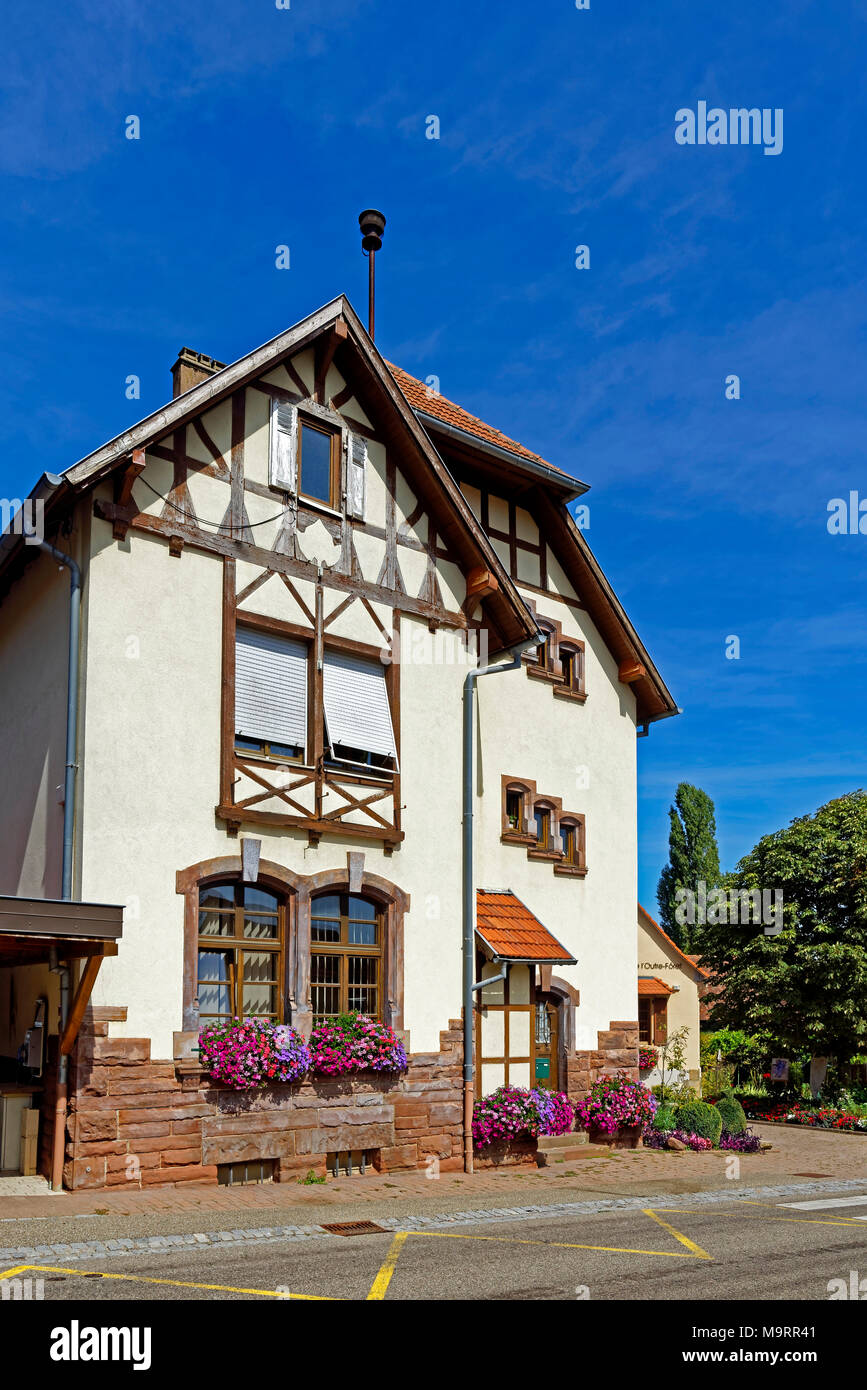 Europa, Frankreich, Rhein, Bas (Elsass), Soultz-sous-Forêts, Rue Principale Hohwiller, Gebäude, historisch, Lokalen, Architektur, Gebäude, seine Stockfoto