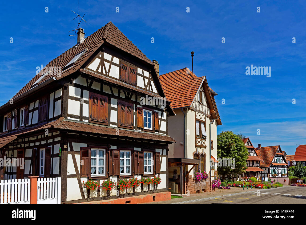 Europa, Frankreich, Rhein, Bas (Elsass), Soultz-sous-Forêts, Rue Principale Hohwiller, Gebäude, historisch, Lokalen, Architektur, Gebäude, seine Stockfoto