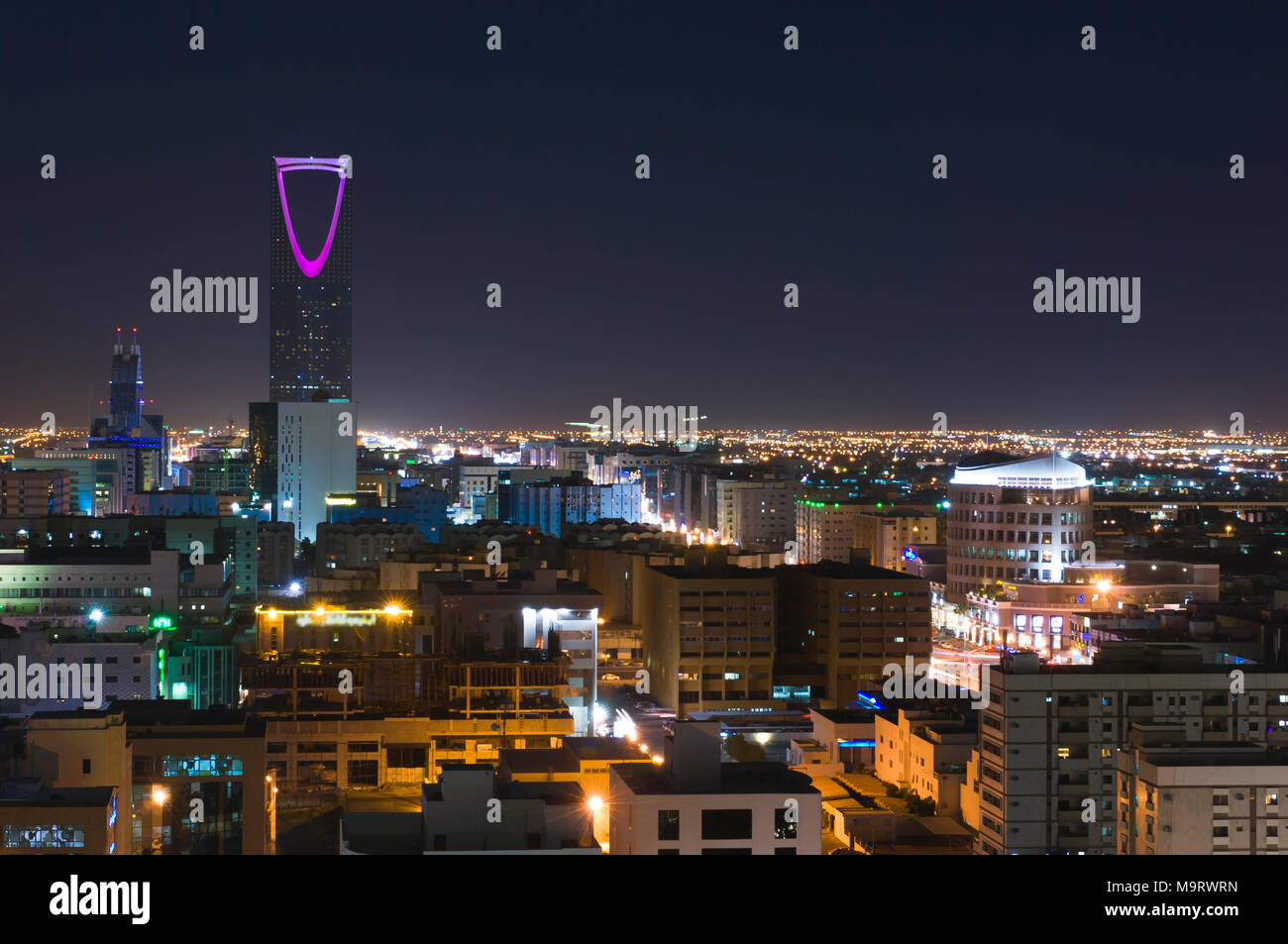 Riad Skyline Nacht, Ansicht von oben Stockfoto