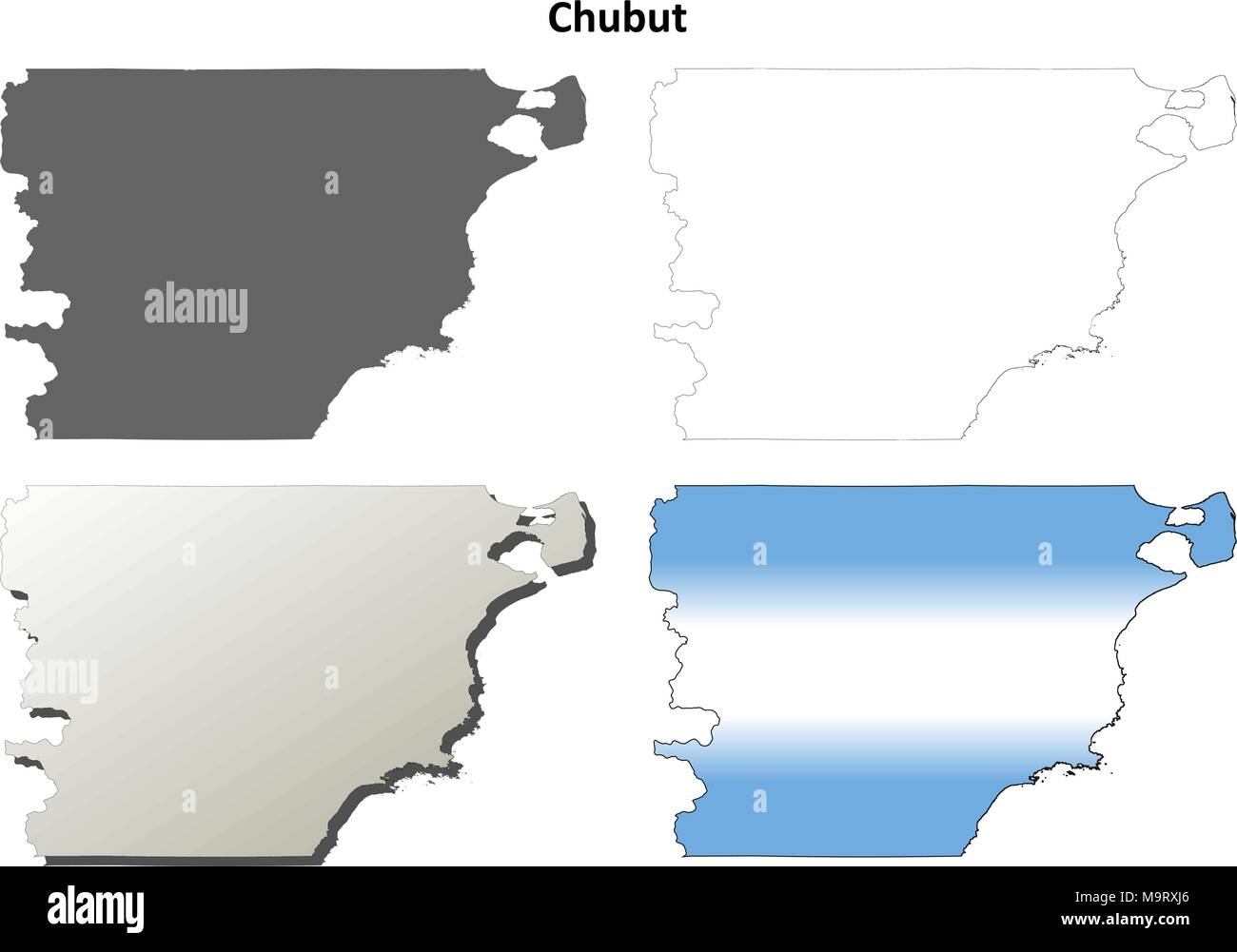 Chubut leere Umriss Karte gesetzt Stock Vektor