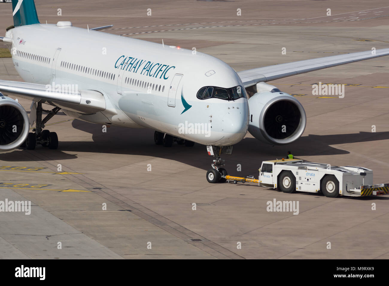 Airbus A 350-941 Airliner in den Farben der Cathay Pacific die Fluggesellschaft von Hong Kong Stockfoto