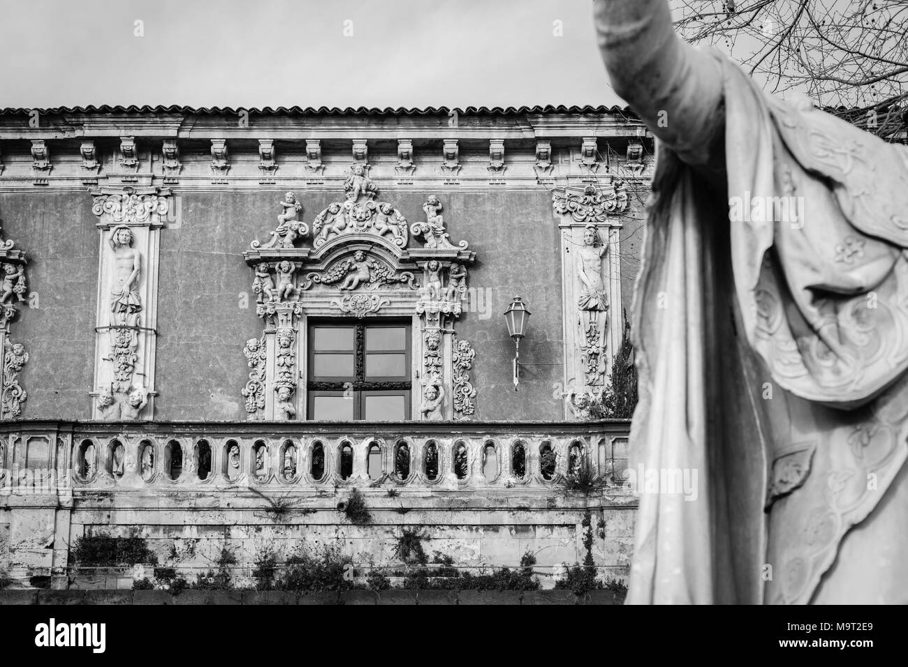 Barocke Fassade des Palazzo Biscari, Catania, Sizilien, Italien Stockfoto
