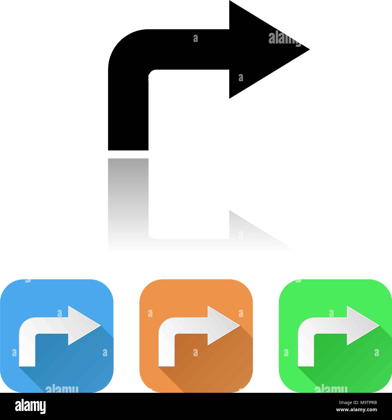Pfeilsymbol. Mehrfarbiger rechts Pfeil Zeichen Stock Vektor