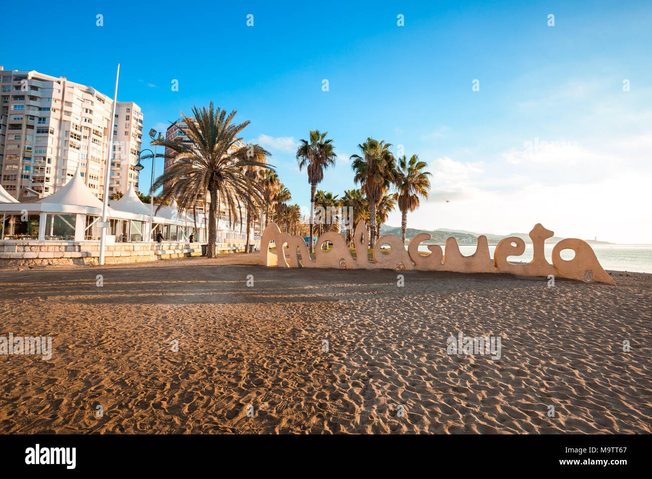 Malaga berühmten öffentlichen Strand Stockfoto