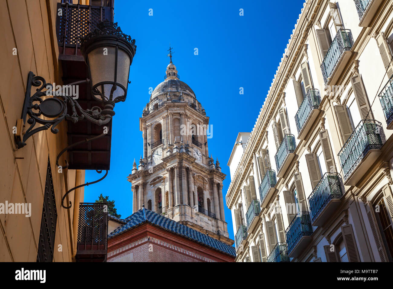 Die Kathedrale von Malaga Weitwinkel Vorausschau - Stockfoto