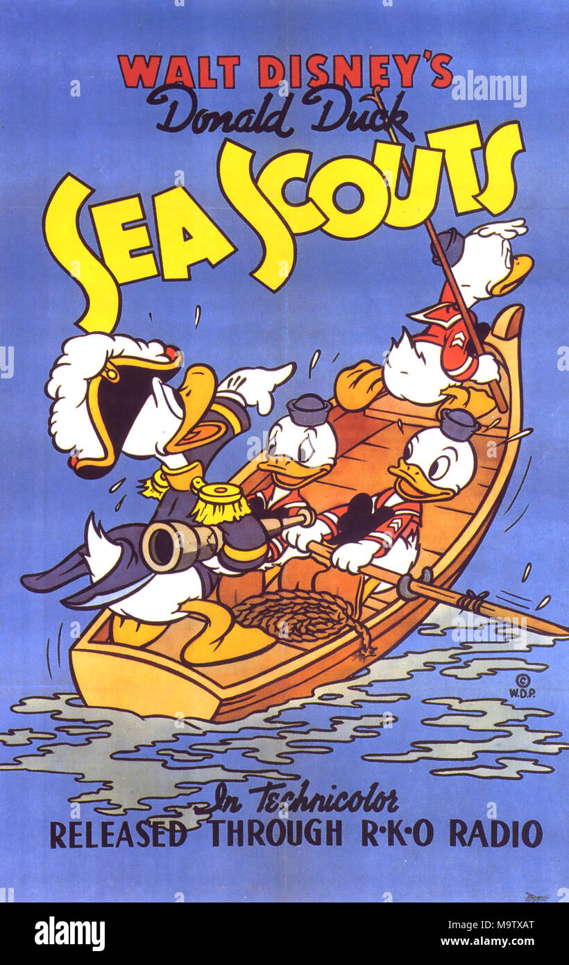 SEA SCOUTS 1939 Walt Disney Donald Duck Cartoon Stockfoto