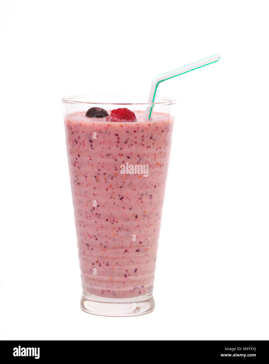 Fruit Smoothie in ein Glas mit Strohhalm Stockfoto