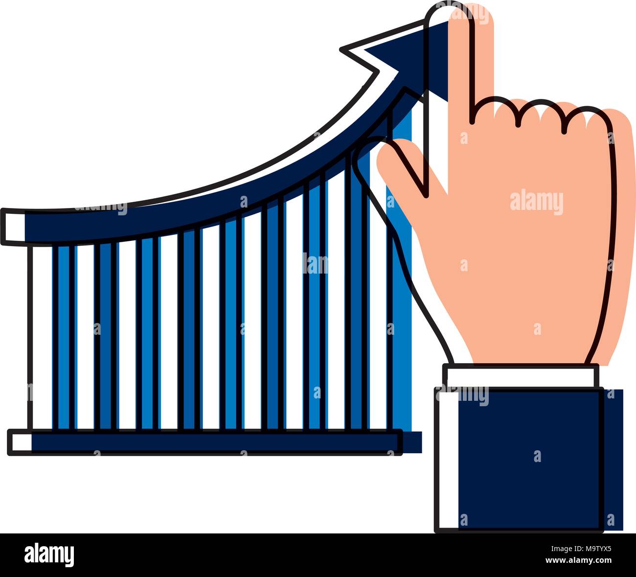 Hand menschlichen mit Bars Statistiken Stock Vektor