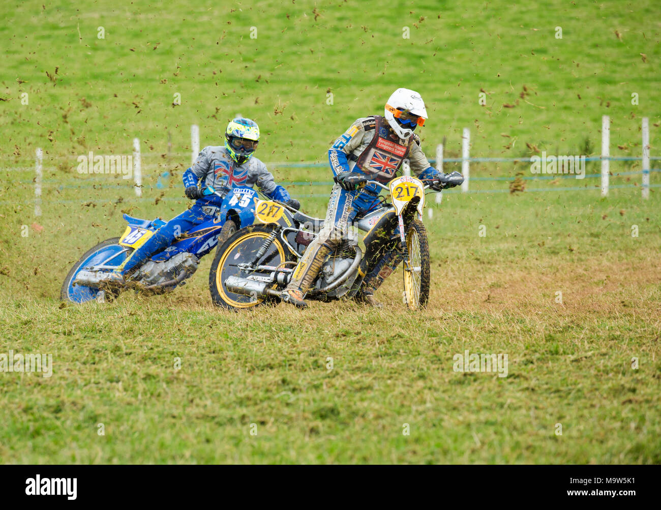 Motorrad Gras track racing action Stockfoto