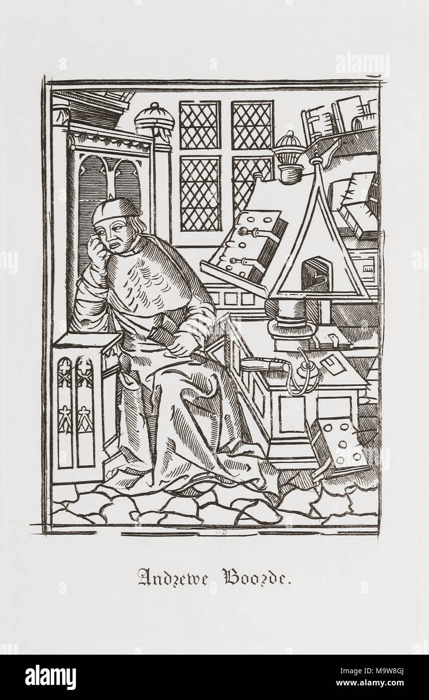 Andrew Boorde (oder Borde) c. 1490-1549. Englische Reisende, Schriftsteller und Arzt. Von der Woodburn Galerie von seltenen Porträts, veröffentlicht 1816. Stockfoto