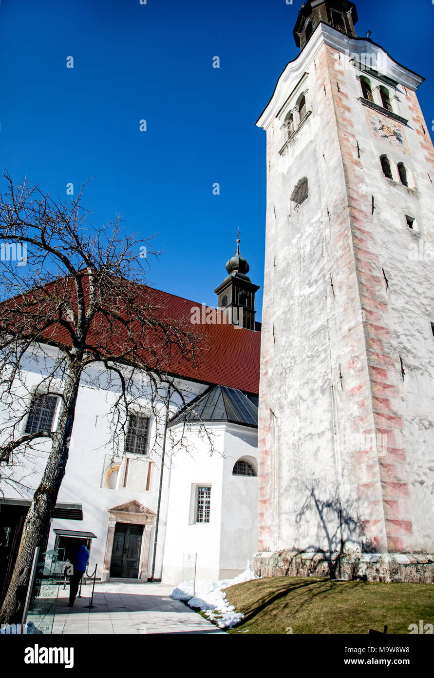 Die Kirche der Himmelfahrt Mariens Bleder See Insel Slowenien Stockfoto