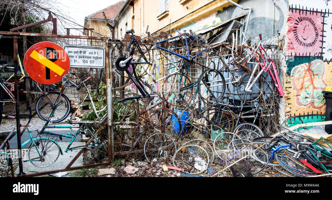 Fahrrad Skulptur Ljubljana Slowenien Stockfoto