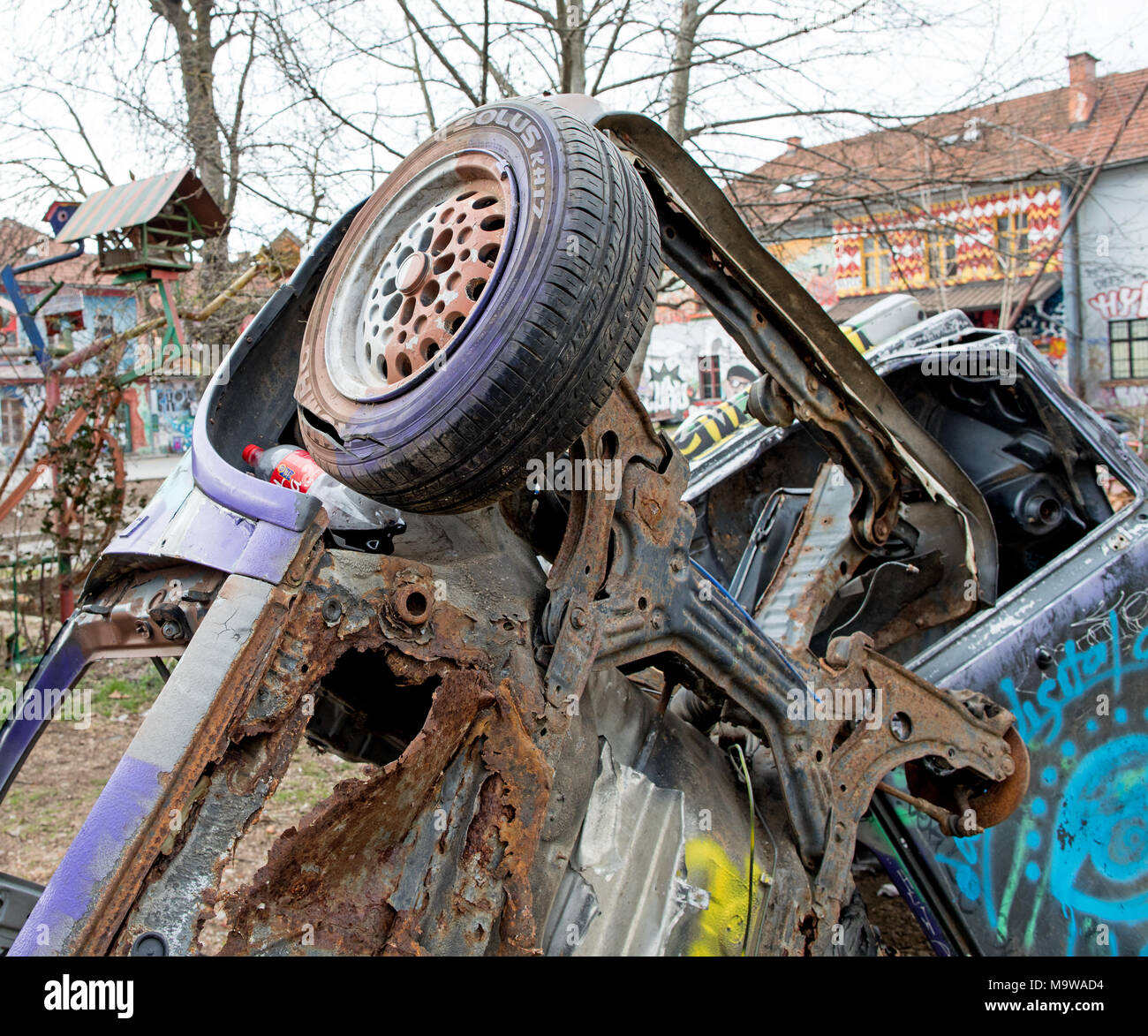 Auto Schrott Kultur Ljubljana Slowenien Stockfoto