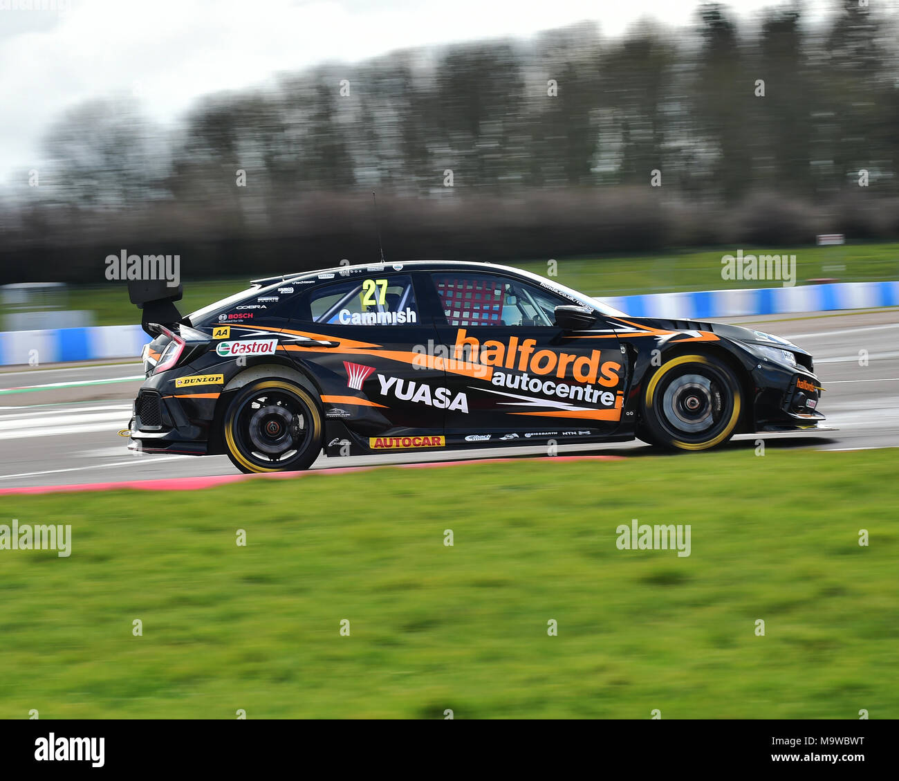 Donington Park motorsport Circuit, Castle Donington, Leicestershire, England, 27. März 2018, Dan Cammish, Honda Civic Type R, während der Prüfung für die Stockfoto