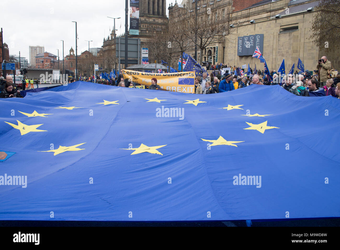 24/03/2018: Leeds: Vereinigtes Königreich: Tausende März durch Leeds auf dem Great Northern März gegen Brexit organisiert von Leeds für Europa und StopBrex Stockfoto