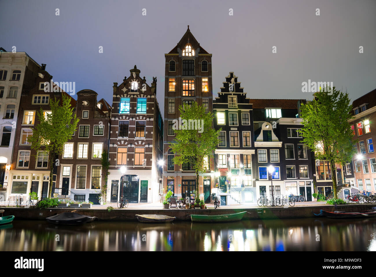 Schöne Nacht Ausblick auf Amsterdam, Niederlande Stockfoto