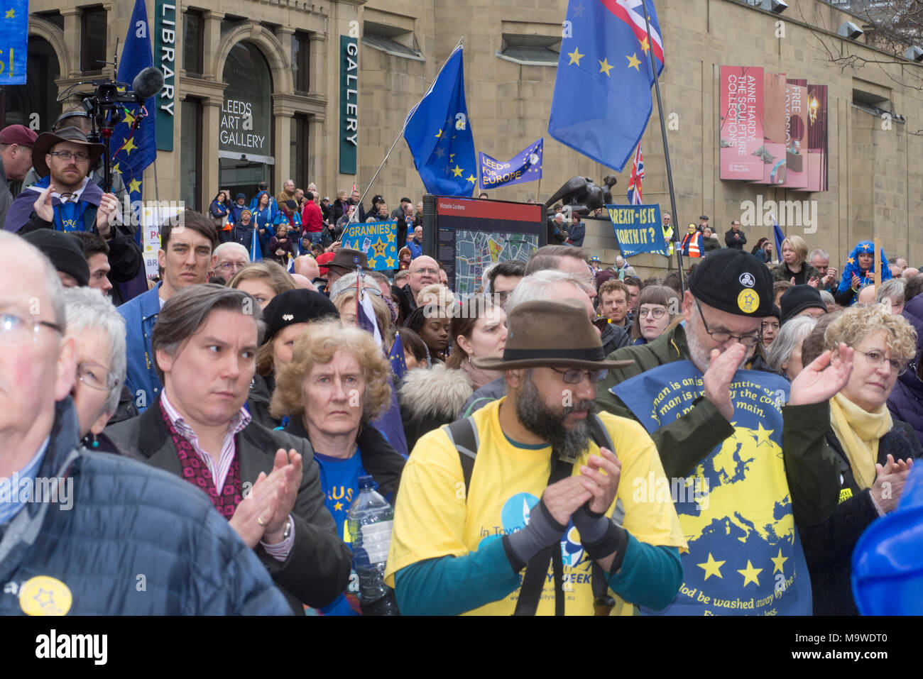 24/03/2018: Leeds: Vereinigtes Königreich: Tausende März durch Leeds auf dem Great Northern März gegen Brexit organisiert von Leeds für Europa und StopBrex Stockfoto