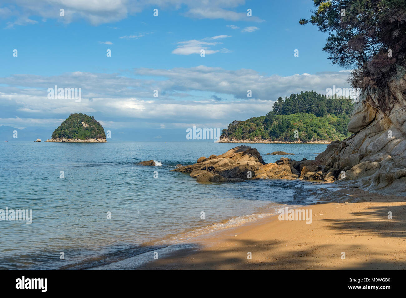 Strand auf Türme Bay, Marahau, Tasman, Südinsel, Neuseeland Stockfoto