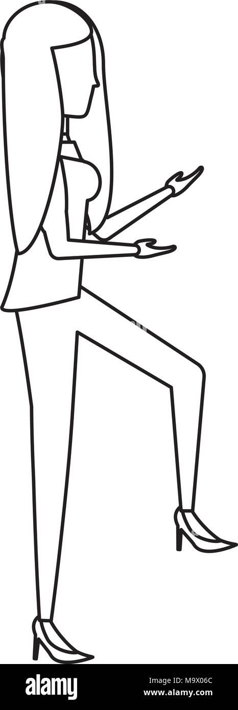 Skizze des Avatars Geschäftsfrau Yoga auf weißem Hintergrund, Vector Illustration Stock Vektor