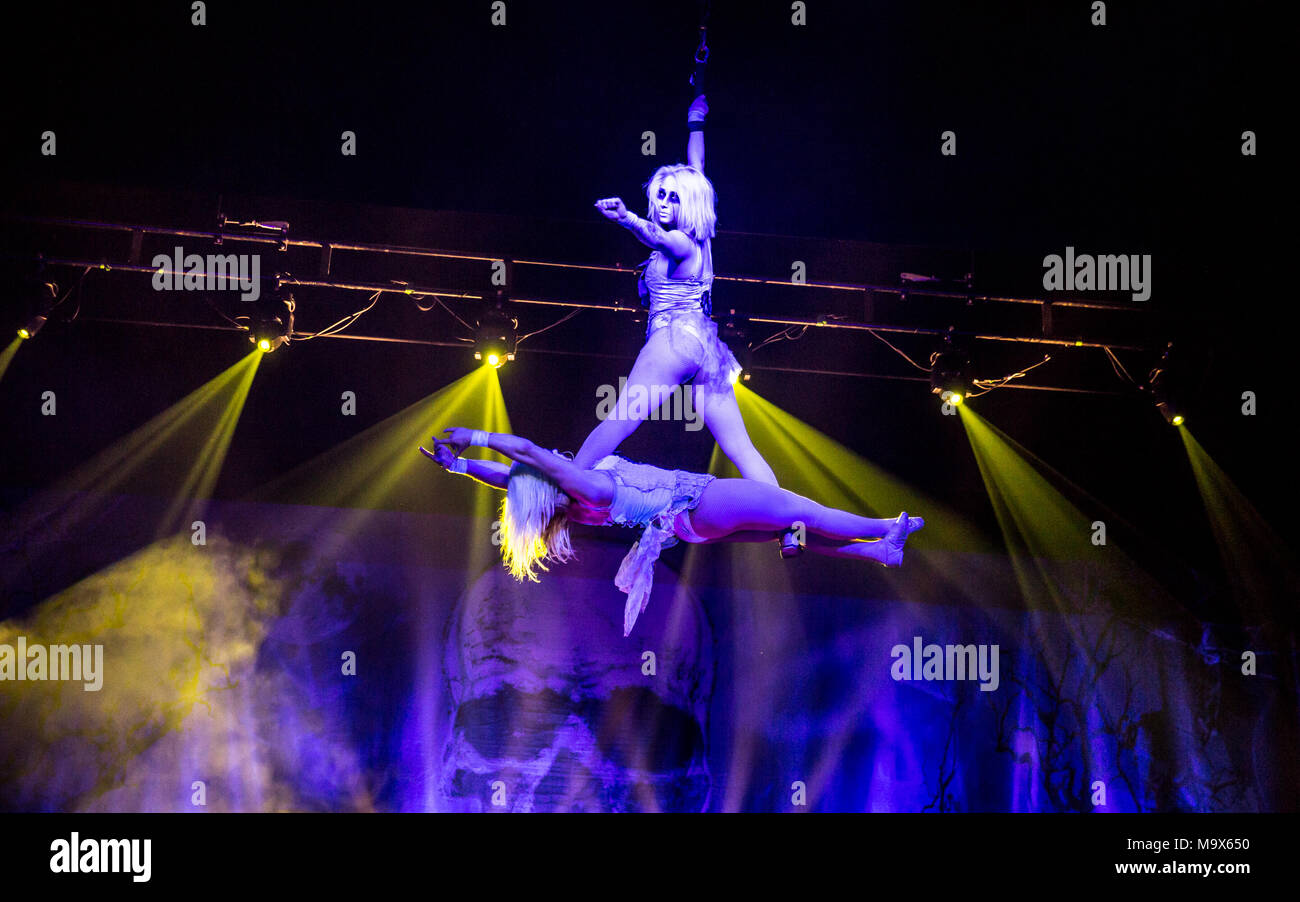 Bournemouth, Großbritannien. 27. März, 2018. Zirkus der Schrecken im Pavillon, Bournemouth. Credit: Charlie Raven/Alamy leben Nachrichten Stockfoto
