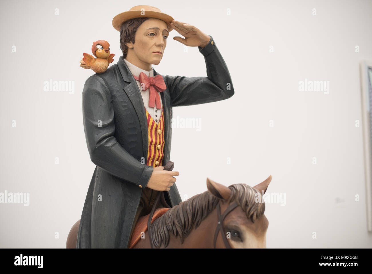 LOS ANGELES, Ca - 15. März 2018: Buster Keaton von Jeff Koons in den Grundzügen Museum in der Innenstadt von Los Angeles am 15. März 2018. Stockfoto