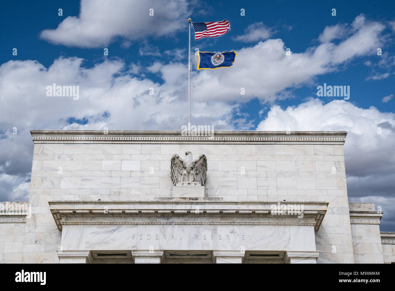 Fassade des Federal Reserve Building in Washington DC Stockfoto