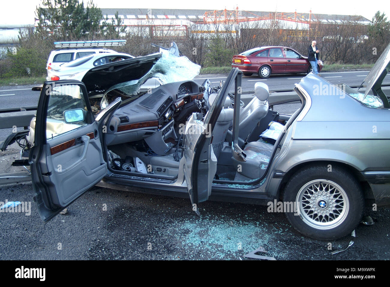 Straße Verkehr Zusammenstoß, High Impact Car crash Stockfoto