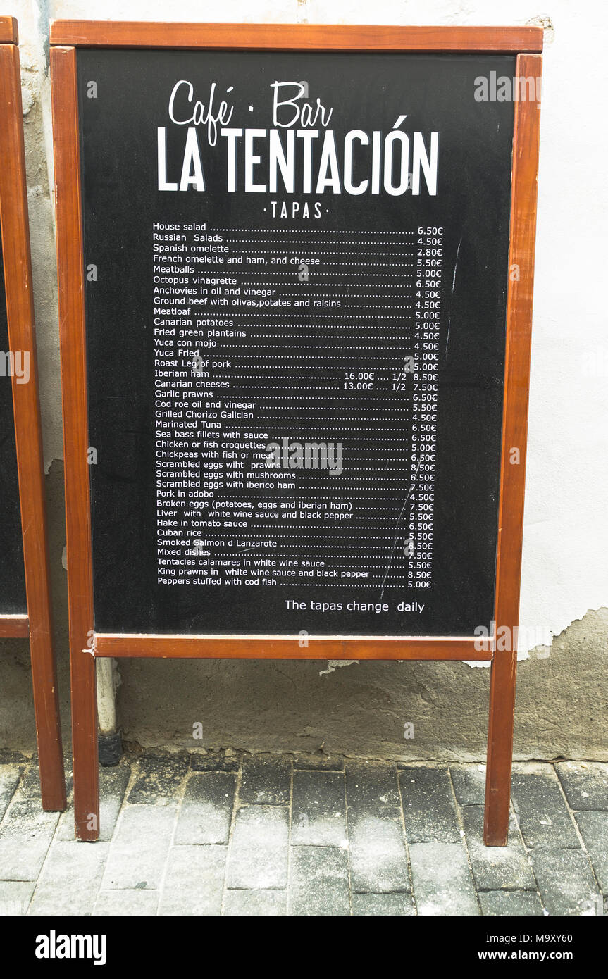 Essen LANZAROTE Tapas Snack Mittagessen Mahlzeit Arrecife cafe Spanien Stockfoto