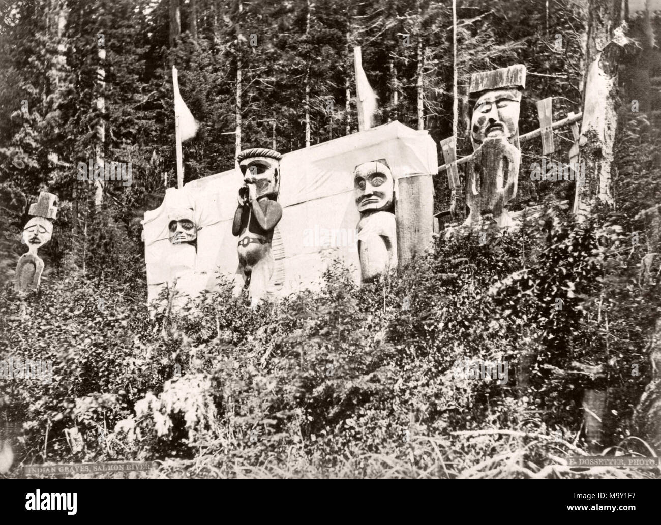 C. 1880s Vintage Foto - Nordamerika - Totem Pole, Alert Bay Kormoran auf der Insel, in den regionalen Bezirk der Mount Waddington, British Columbia, Kanada. Stockfoto