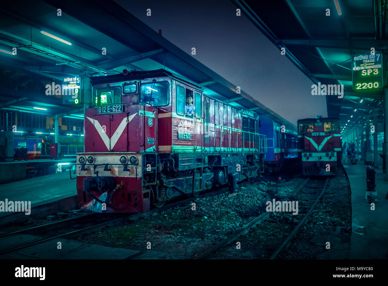 Asien, Südostasien, Nordvietnam, Vietnam, Hanoi, Bahnhof, Zug, Nachtzug Stockfoto