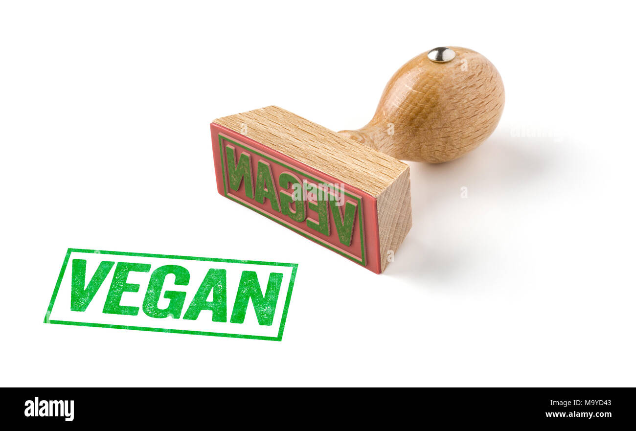 Ein Stempel auf einem weißen Hintergrund - Vegane Stockfoto