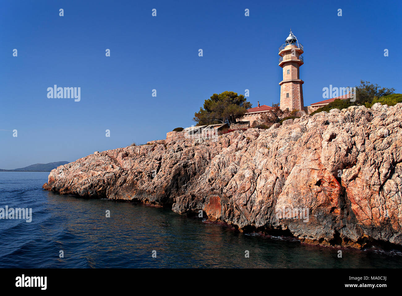 Leuchtturm in Pollenca An der mediterranen Küste von Mallorca Stockfoto