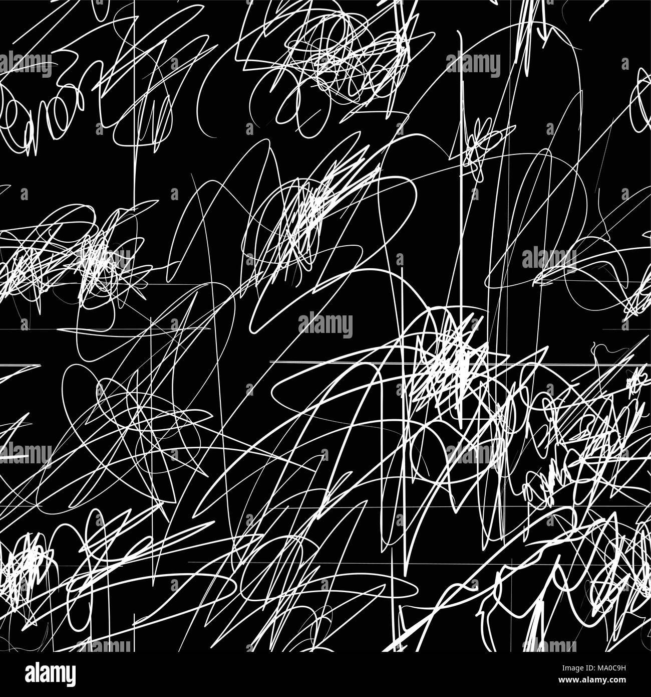 Nahtlose Skizze Textur mit scrawls auf schwarzem Hintergrund für die Schule design Stock Vektor