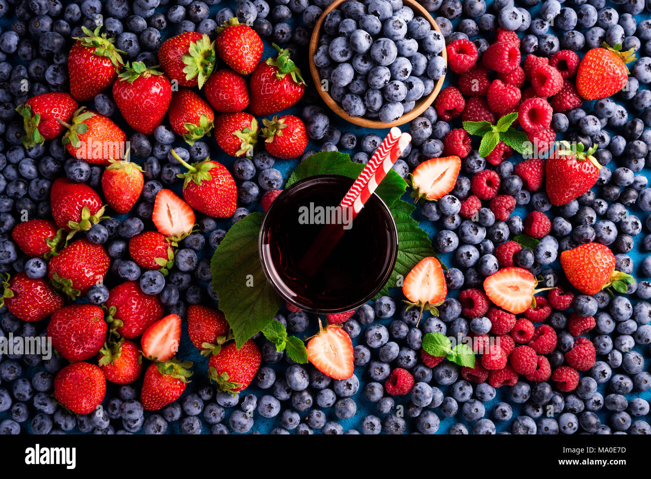 Beeren Saft mit Beeren Mix aus Erdbeere, Heidelbeere, Himbeere und ...