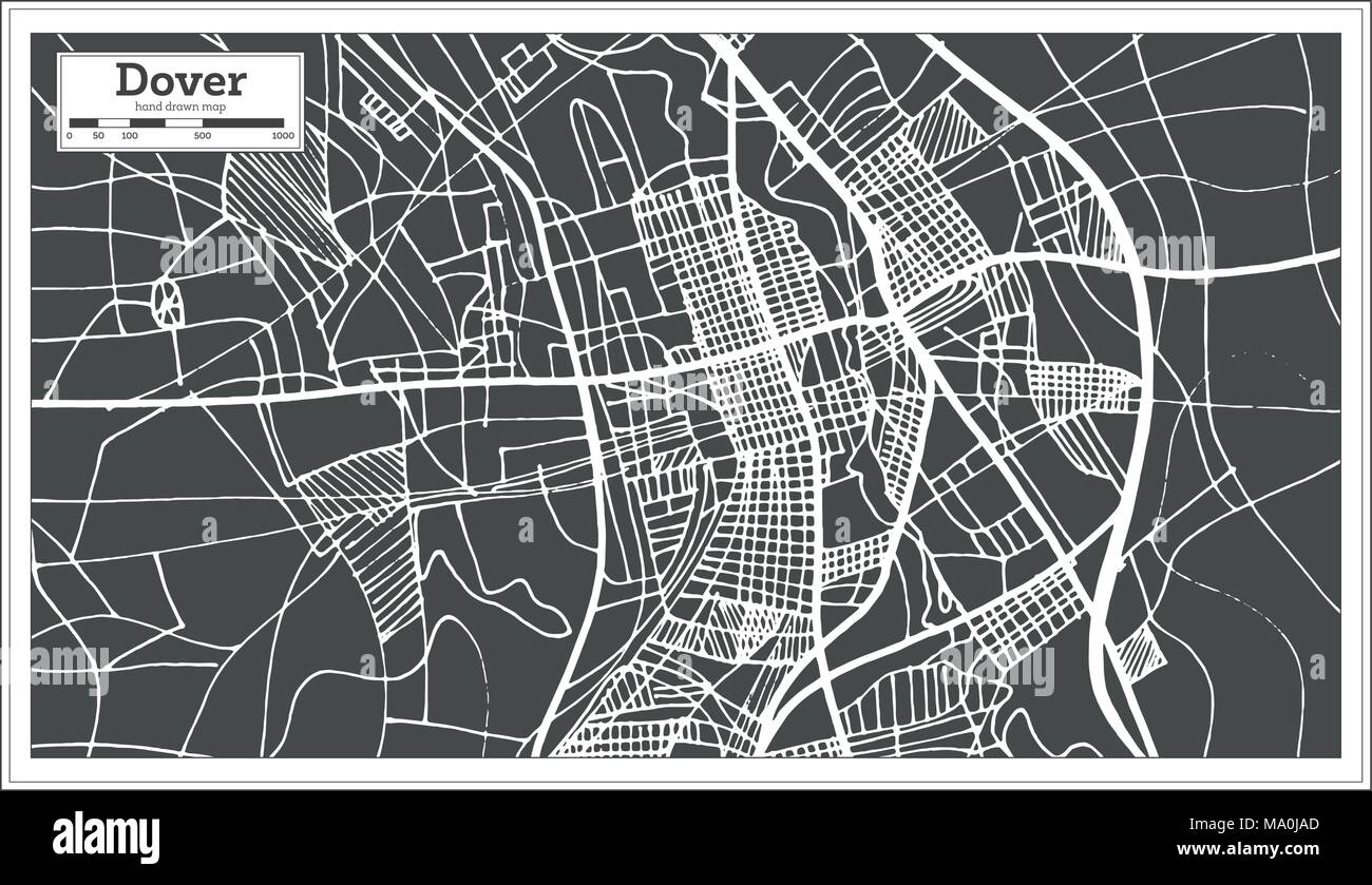 Dover Delaware USA Stadtplan im Retro-stil. Übersichtskarte. Vector Illustration. Stock Vektor