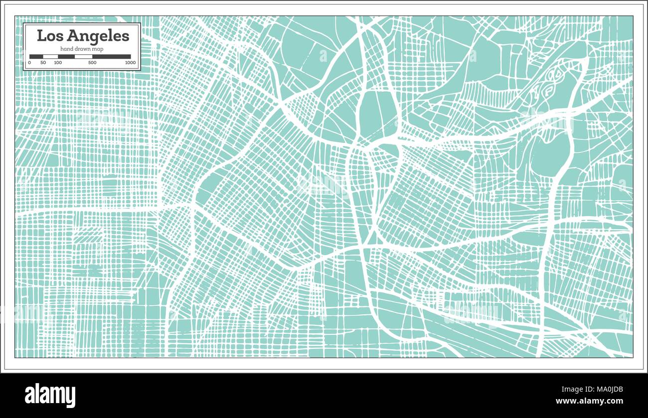 Los Angeles Kalifornien USA Stadtplan im Retro-stil. Übersichtskarte. Vector Illustration. Stock Vektor