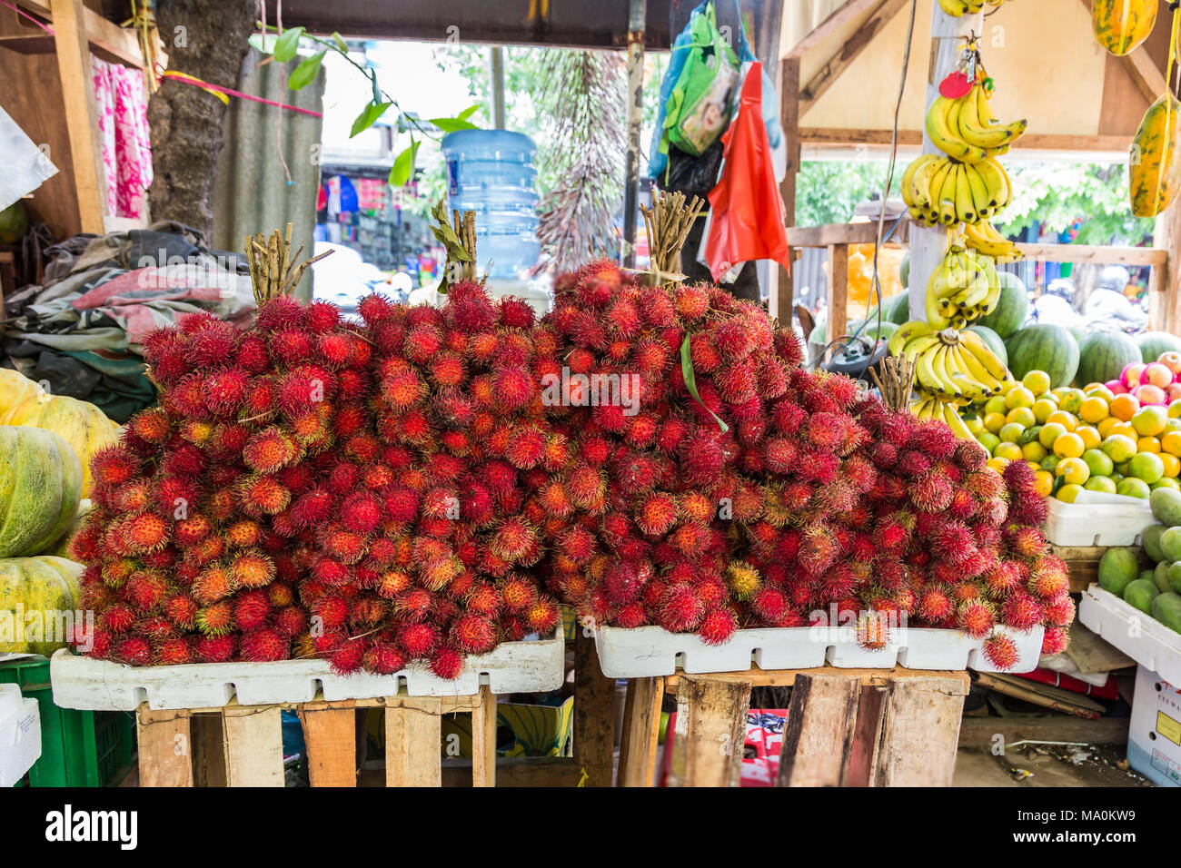 Rambutan oder Rot haarige lychee Obst Stockfoto