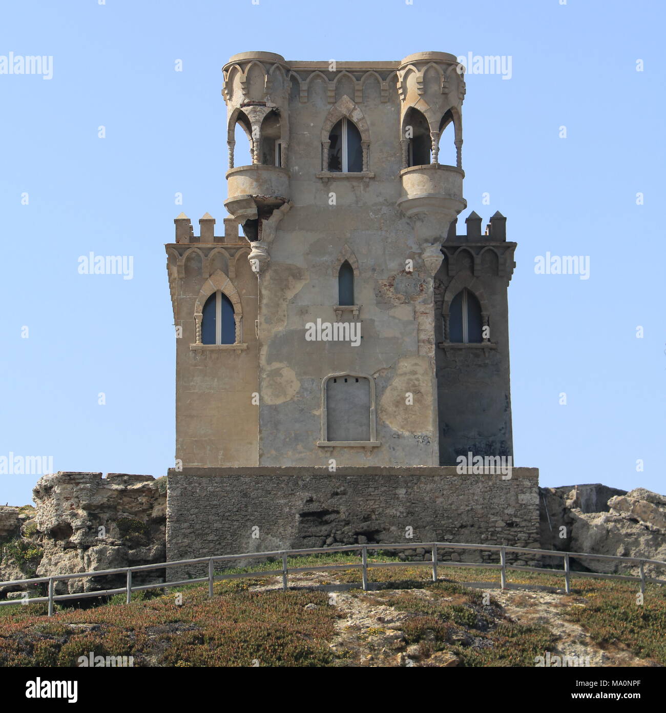 Das Schloss von Santa Catalina ist in der Stadt Tarifa, in der Provinz Cadiz, an den Küsten des südlichen Spanien Stockfoto