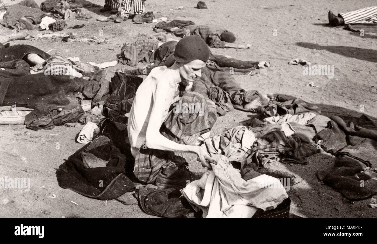 Weltkrieg 2 II WK 2 - vintage Fotografie - Szene im Kz Belsen Stockfoto