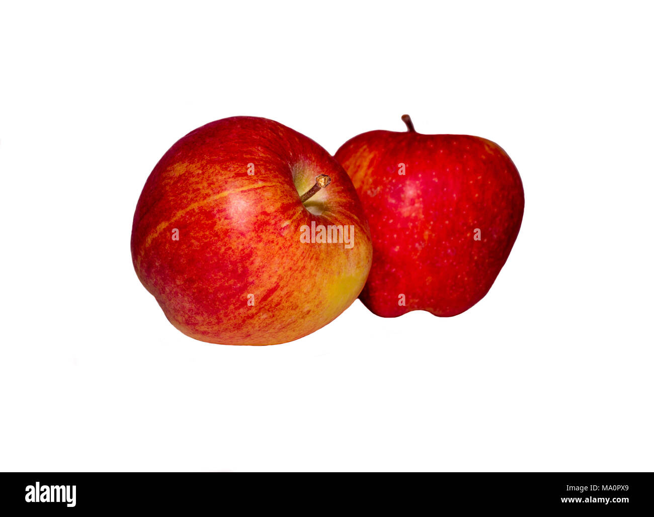 Roter Apfel auf isoliert weißer Hintergrund Stockfoto