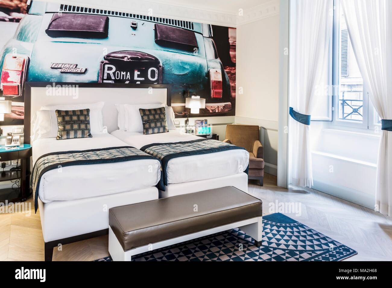 Ein Doppelzimmer im Hotel Indigo, Rom Stockfoto