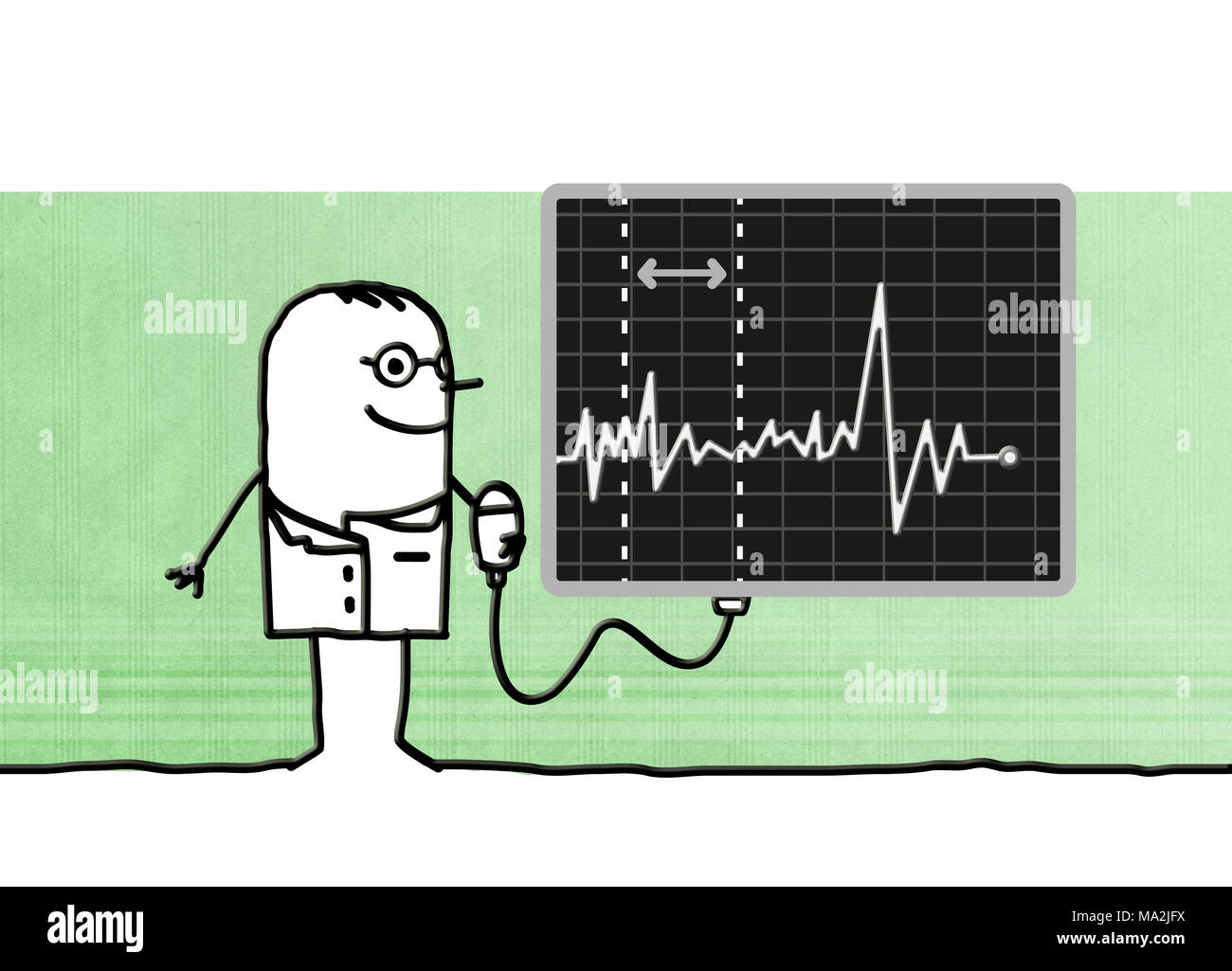 Cartoon Arzt mit elektrokardiogramm Stockfoto