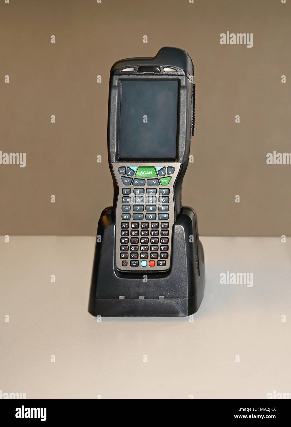 Handheld Barcode-leser Computer Ladegerät Dock Stockfoto