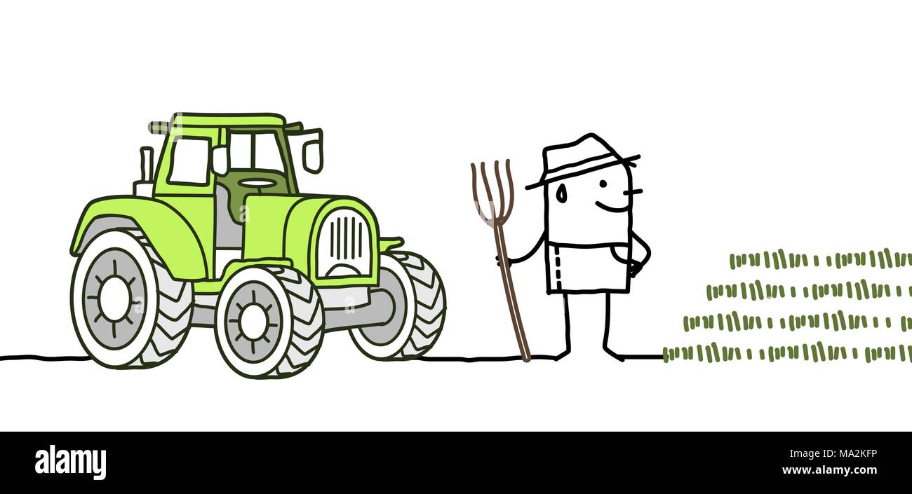 Cartoon Landwirt mit Traktor Stock Vektor