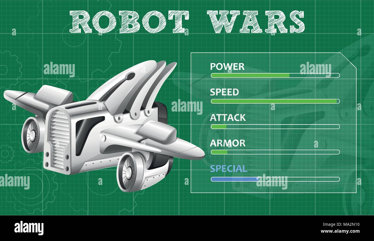 Robot Wars mit besonderen Eigenschaften Abbildung Stock Vektor