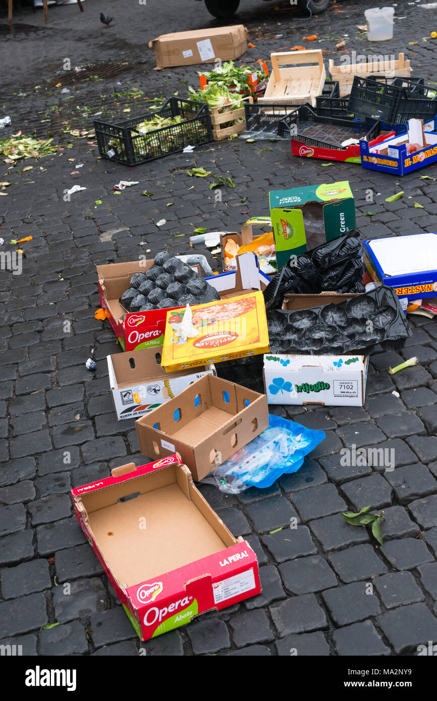 Campo de Fiori Straße Markt geschlossen. Rom. Latium. Italien. Stockfoto