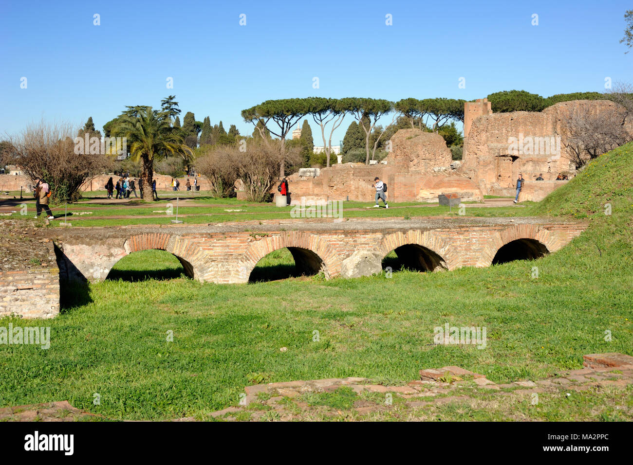 Italien, Rom, Palatin, Domus Augustana, oberer Peristil Stockfoto