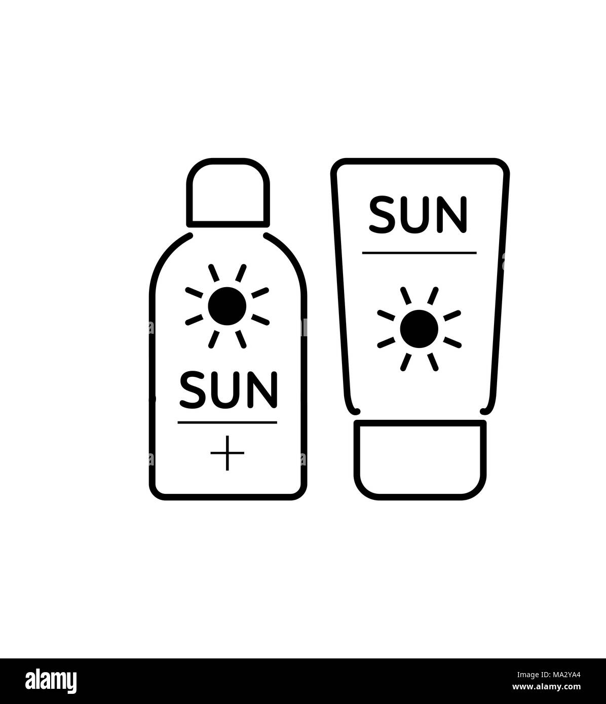Sun Lotion Symbol. Strand und Ferienhäuser Symbol vektor Illustration. Stock Vektor